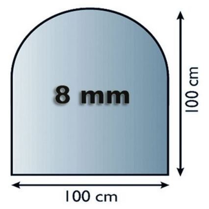 Placă de sticlă pentru șemineu 1000x1000x8 mm semiarcadă