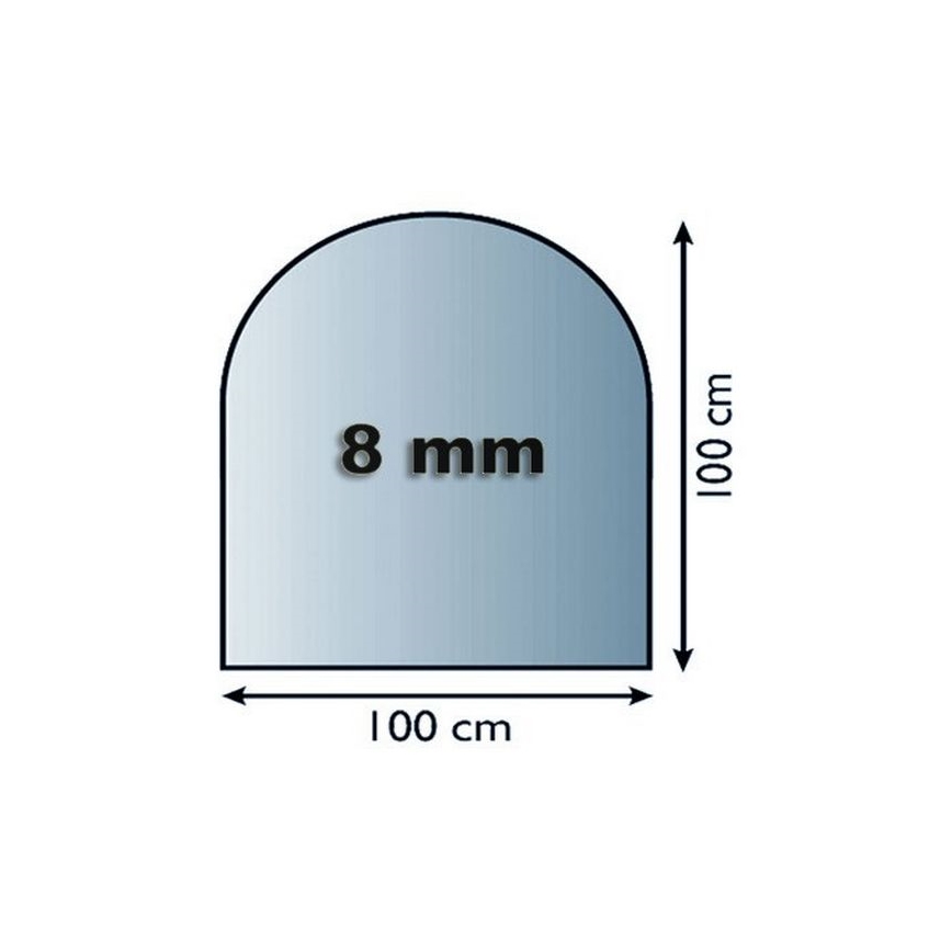 Placă de sticlă pentru șemineu 1000x1000x8 mm semiarcadă