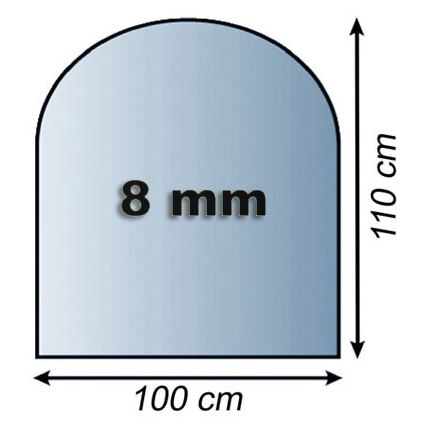Placă de sticlă pentru șemineu 1100x1000x8 mm semiarcadă