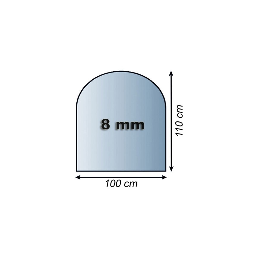 Placă de sticlă pentru șemineu 1100x1000x8 mm semiarcadă