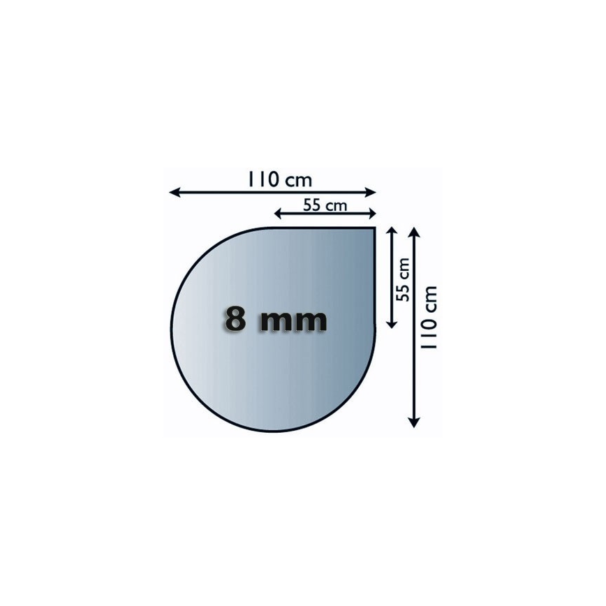 Placă de sticlă pentru șemineu 1100x1100x8 mm lacrimă