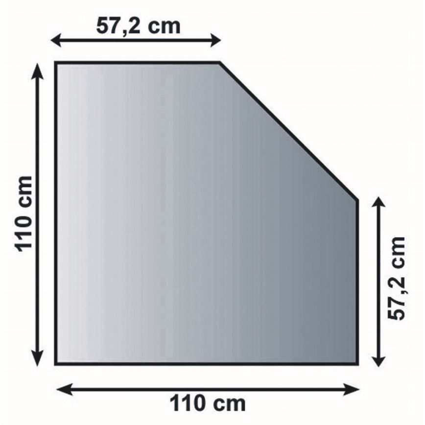 Placă de sticlă pentru șemineu 1100x1100x8 mm pătrat bizotat