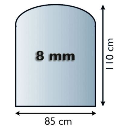Placă de sticlă pentru șemineu 1100x850x8 mm semiarcadă