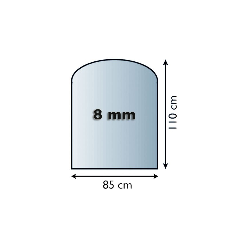 Placă de sticlă pentru șemineu 1100x850x8 mm semiarcadă