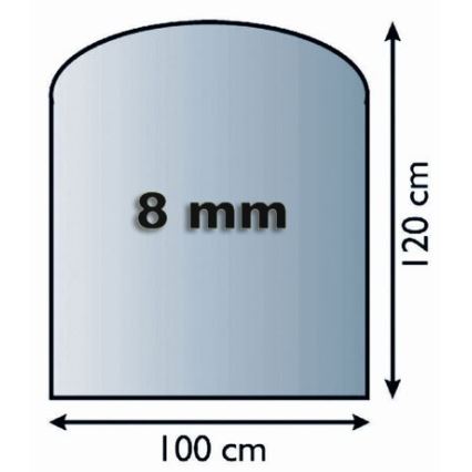 Placă de sticlă pentru șemineu 1200x1000x8 mm semiarcadă