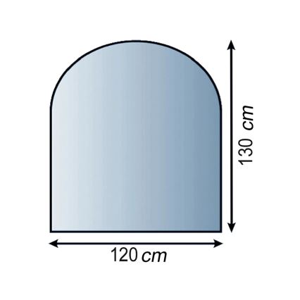 Placă de sticlă pentru șemineu 1300x1200x8 mm semiarcadă