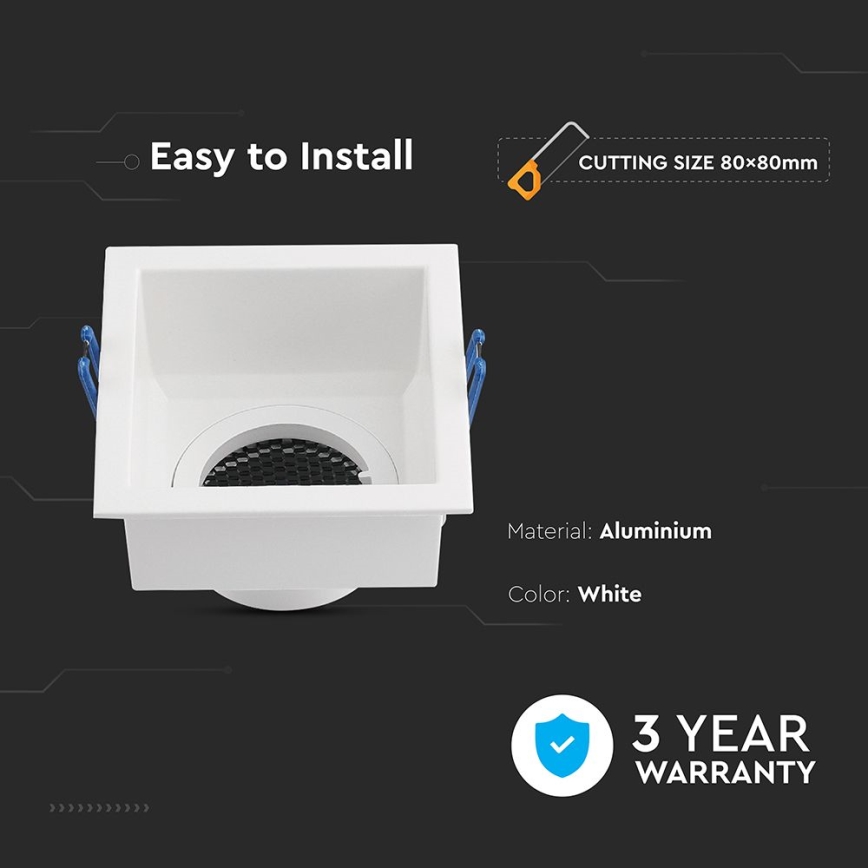 Plafonier GU10 9x9 cm alb