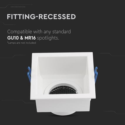 Plafonier GU10 9x9 cm alb