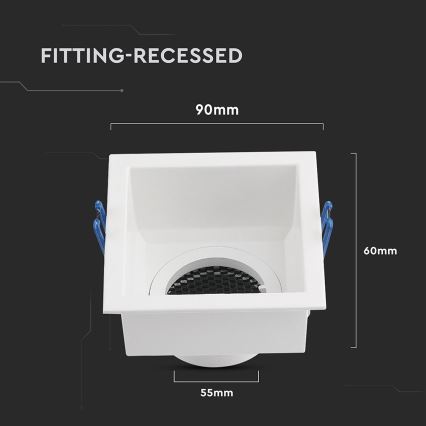 Plafonier GU10 9x9 cm alb