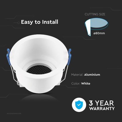 Corp de iluminat încastrat GU10, diametru 9 cm, alb