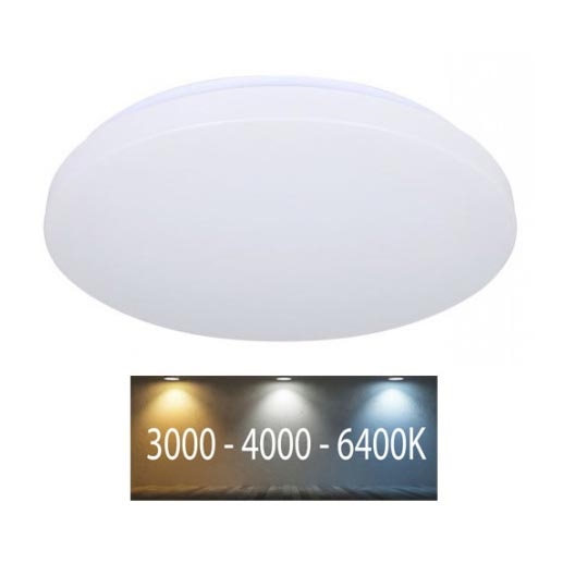 Plafonier LED 24W 230V, diametru 35 cm, temperaturi de culoare 3000K/4000K/6400K