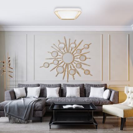 Plafonier LED dimabil QUADRO LED/38W/230V 3000-6000K alb/auriu + telecomandă