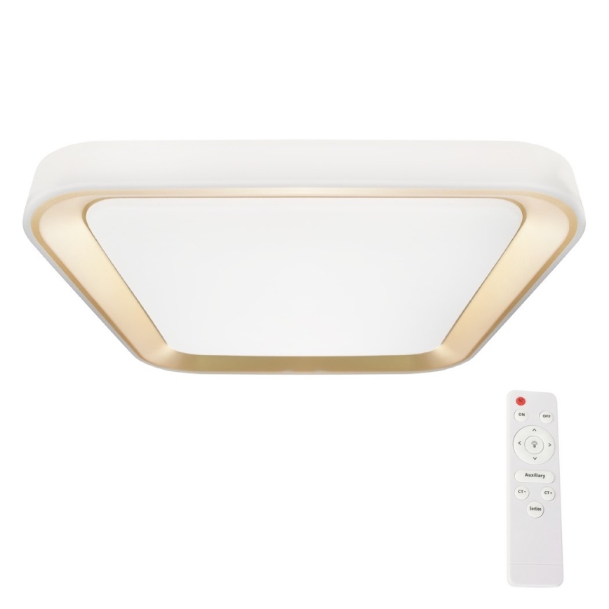 Plafonier LED dimabil QUADRO LED/38W/230V 3000-6000K alb/auriu + telecomandă