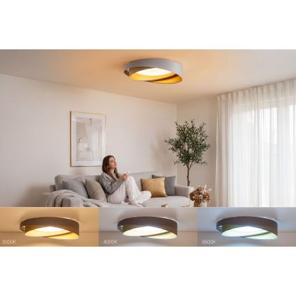 Plafonieră LED reglabilă SMART GALAXY MODERN LED/24W/230V 3000-6500K Ø 55 cm gri/auriu + telecomandă
