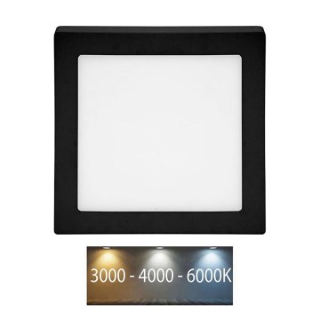 Plafonier LED RAFA LED/18W/230V 3000/4000/6000K 22x22 cm negru