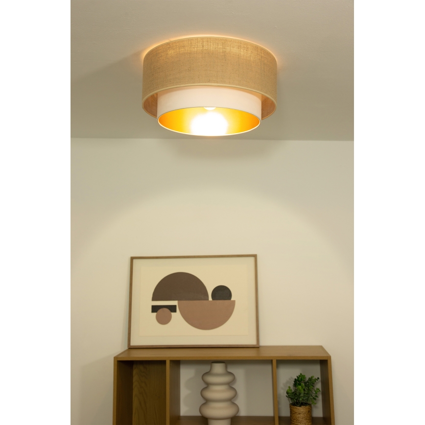 Plafonier SARTA 1xE27/60W/230V Ø 45 cm alb/iută