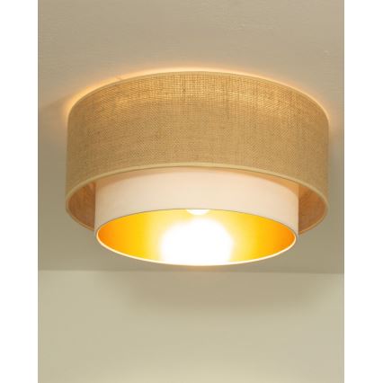 Plafonier SARTA 1xE27/60W/230V Ø 45 cm alb/iută