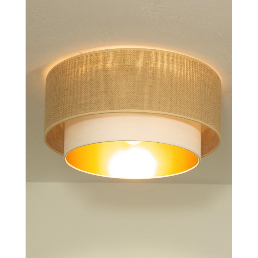 Plafonier SARTA 1xE27/60W/230V Ø 45 cm alb/iută