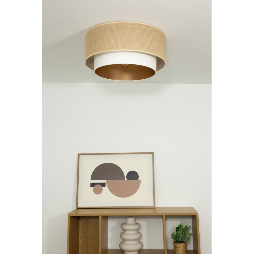 Plafonier SARTA 1xE27/60W/230V Ø 45 cm alb/iută