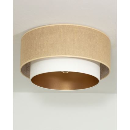 Plafonier SARTA 1xE27/60W/230V Ø 45 cm alb/iută