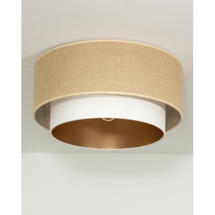 Plafonier SARTA 1xE27/60W/230V Ø 45 cm alb/iută