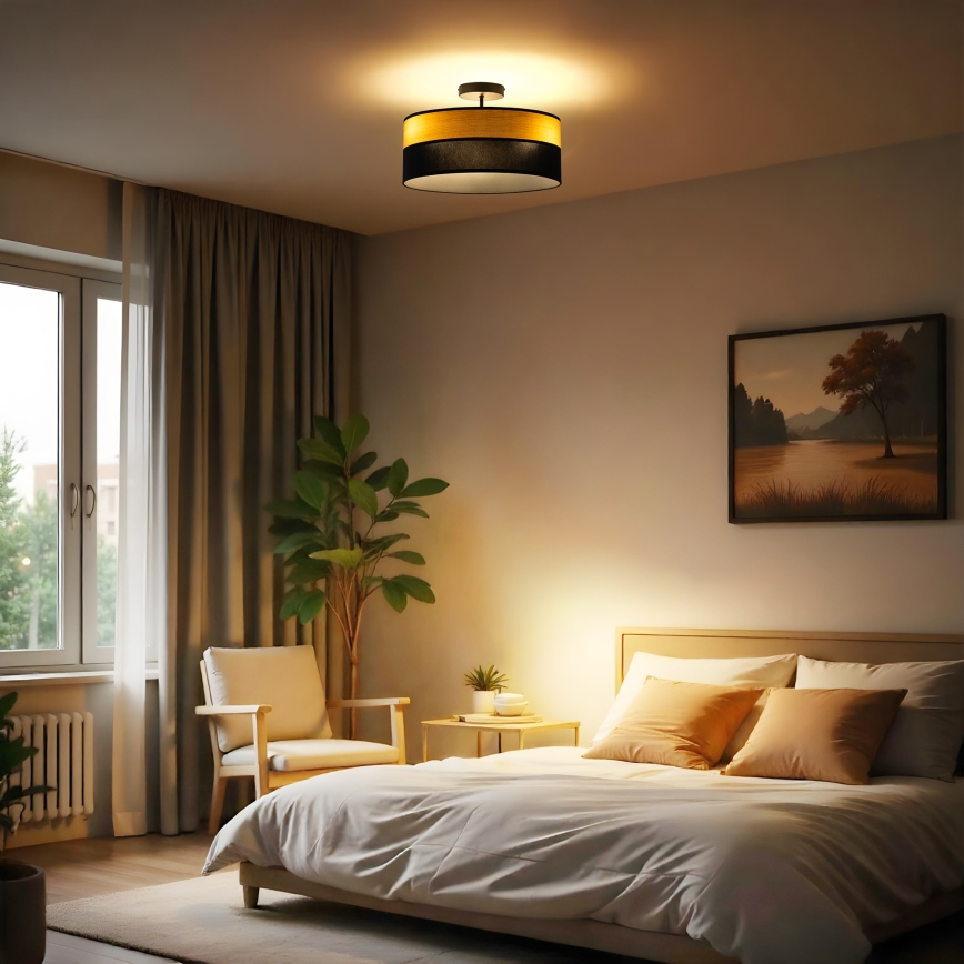 Plafonieră ALBA, 3x E27/15W/230V, Ø 40 cm, negru/maro