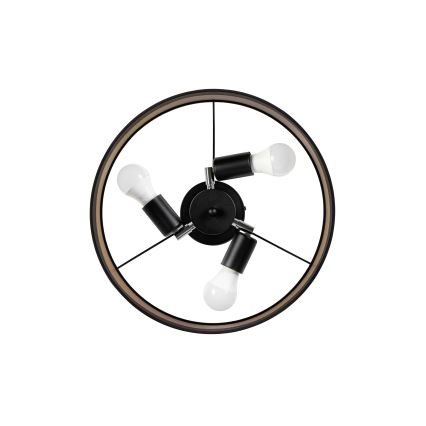 Plafonieră ALBA, 3x E27/15W/230V, Ø 40 cm, negru/maro