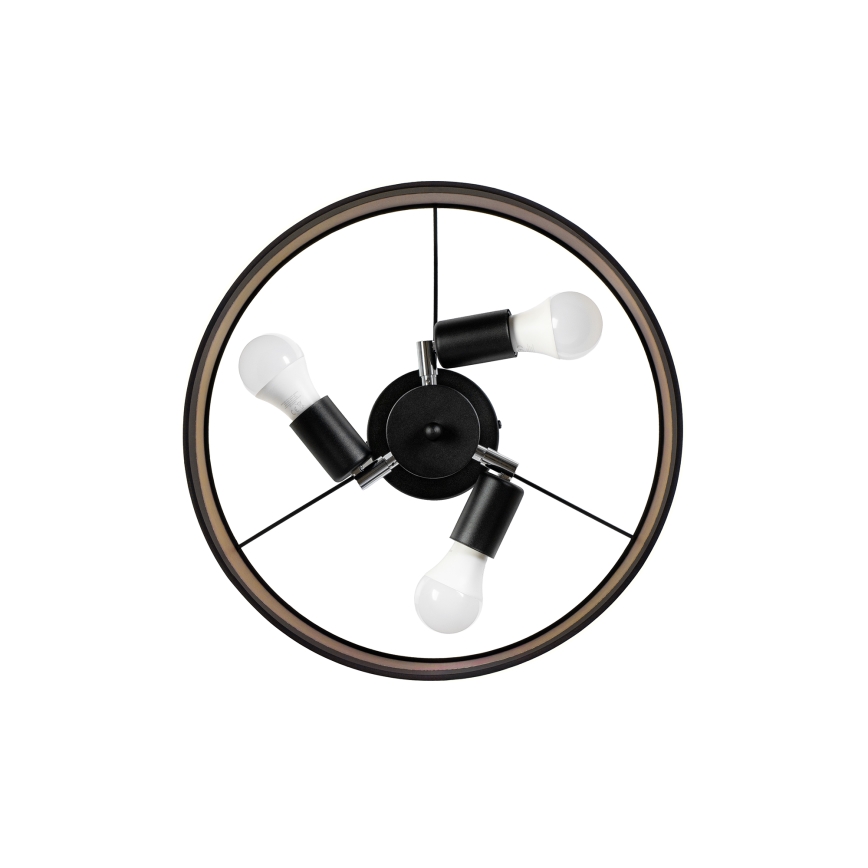 Plafonieră ALBA, 3x E27/15W/230V, Ø 40 cm, negru/maro