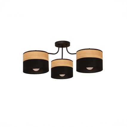 Plafonieră aplicată ALBA 3xE27/15W/230V Ø 66 cm negru/maro