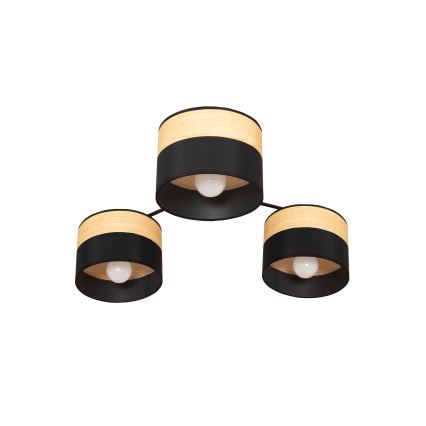 Plafonieră aplicată ALBA 3xE27/15W/230V Ø 66 cm negru/maro