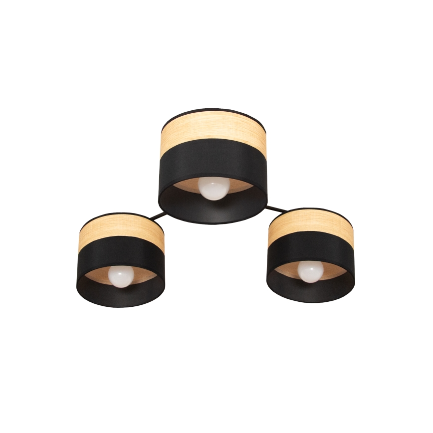 Plafonieră aplicată ALBA 3xE27/15W/230V Ø 66 cm negru/maro