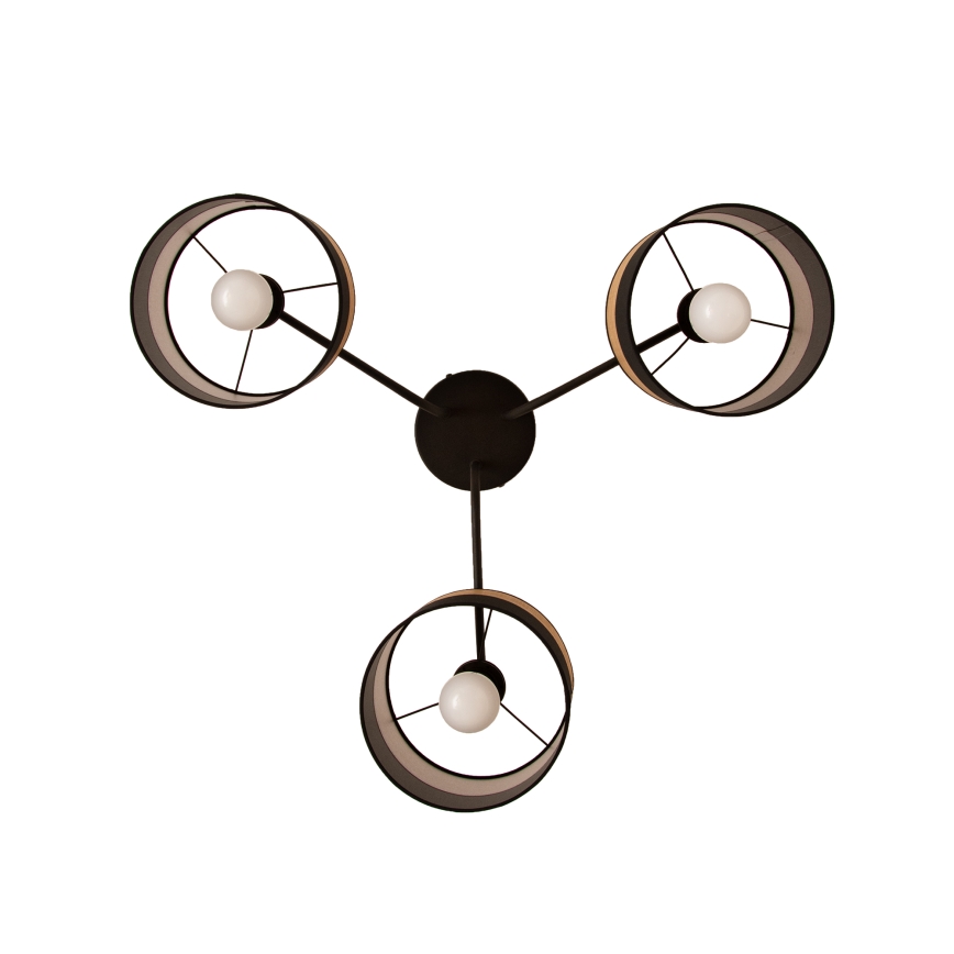 Plafonieră aplicată ALBA 3xE27/15W/230V Ø 66 cm negru/maro