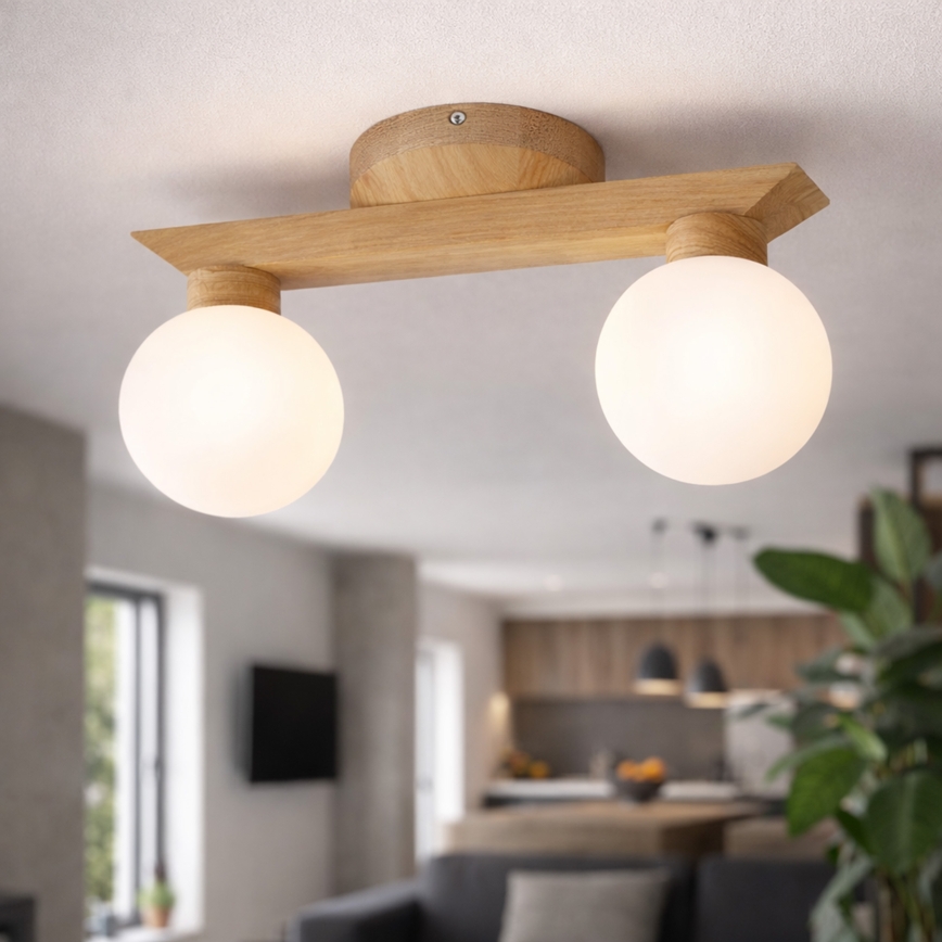 Plafonieră aplicată ANTONIO 2xG9/5W/230V stejar/alb