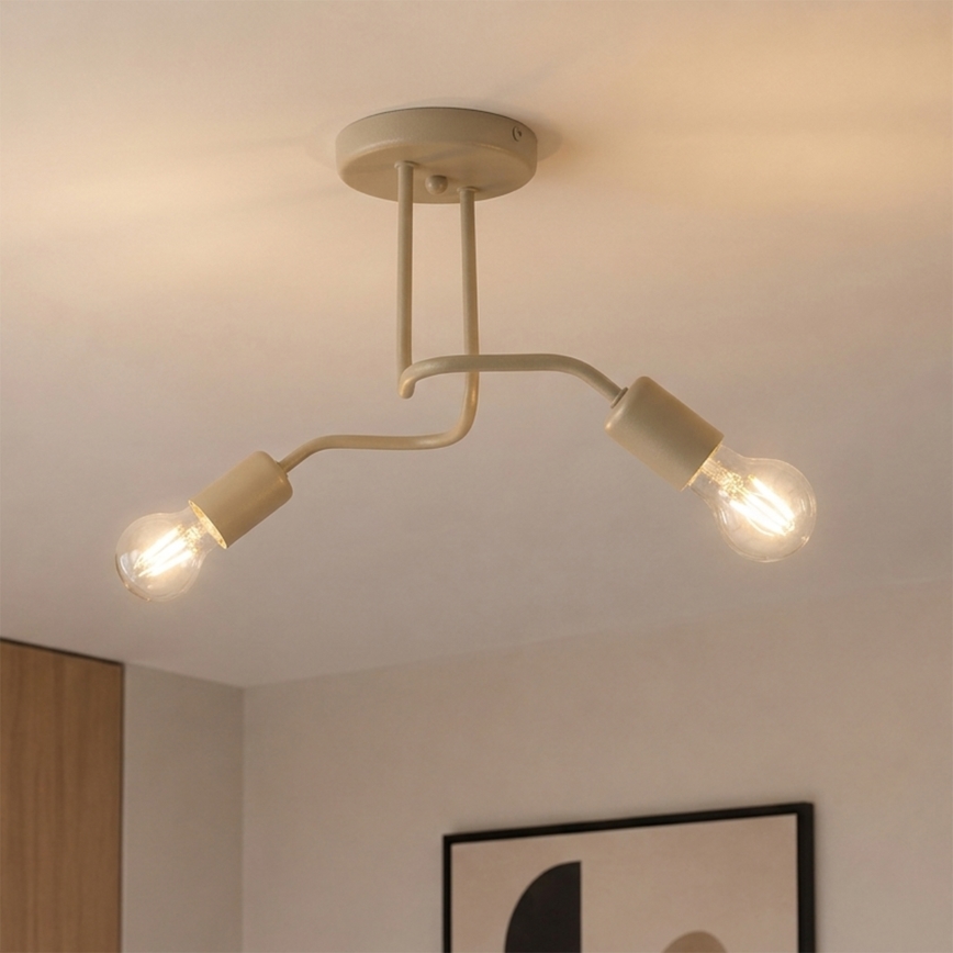 Plafonieră aplicată CHARLIE 2xE27/15W/230V bej