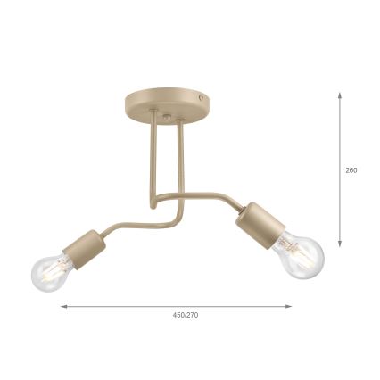 Plafonieră aplicată CHARLIE 2xE27/15W/230V bej
