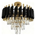Plafonieră aplicată CRISTAL 5xE14/10W/230V, Ø 38 cm, negru/auriu