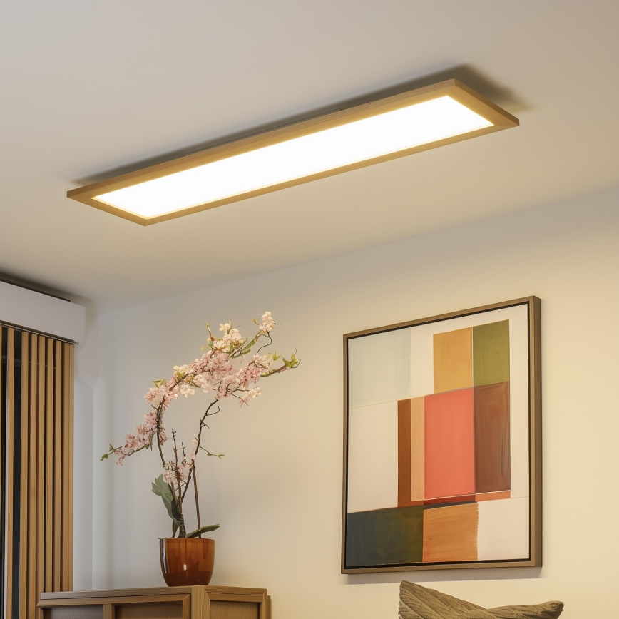 Eglo - Panou LED aplicat SALOBRENA-C WOOD LED RGBW dimabil, 34W/230V, 2700-6500K, 34x124 cm, maro + telecomandă