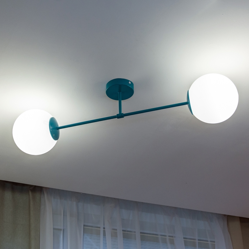 Plafonieră aplicată MOON 2xE27/15W/230V turcoaz