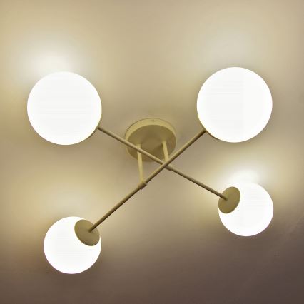 Plafonieră aplicată MOON 4xE27/15W/230V crem