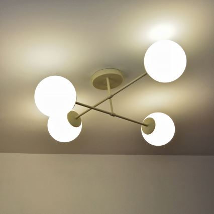 Plafonieră aplicată MOON 4xE27/15W/230V crem