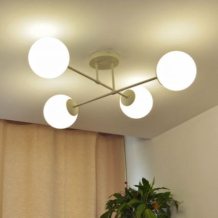 Plafonieră aplicată MOON 4xE27/15W/230V crem