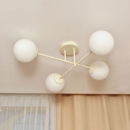 Plafonieră aplicată MOON 4xE27/15W/230V crem