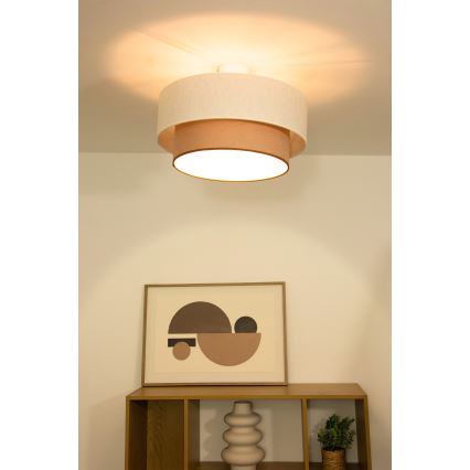 Plafonieră aplicată NATIA, 1x E27/60W/230V, Ø 45 cm, alb/maro