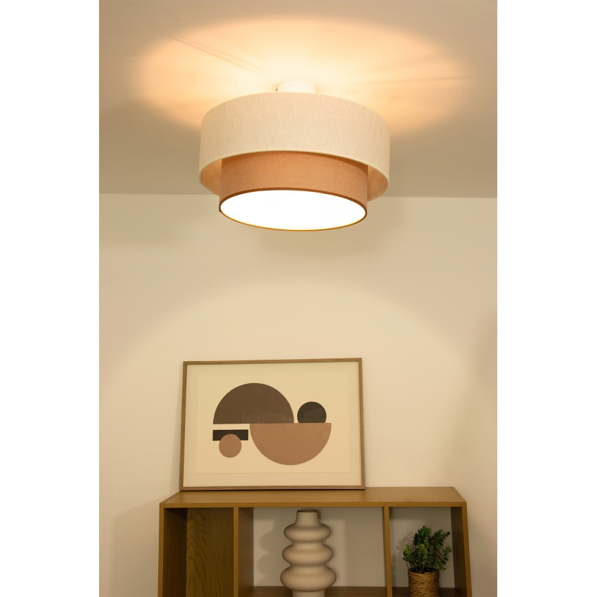 Plafonieră aplicată NATIA, 1x E27/60W/230V, Ø 45 cm, alb/maro