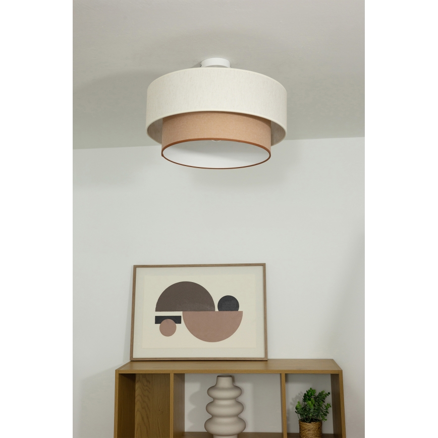 Plafonieră aplicată NATIA, 1x E27/60W/230V, Ø 45 cm, alb/maro