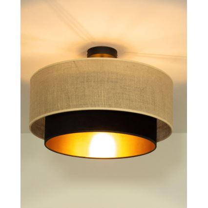 Plafonieră aplicată SARTA, 1xE27/60W/230V, Ø 45 cm, negru/jută