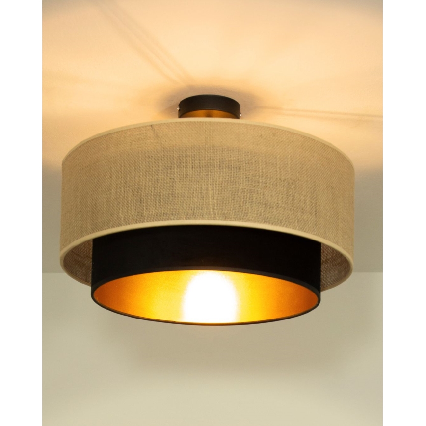 Plafonieră aplicată SARTA, 1xE27/60W/230V, Ø 45 cm, negru/jută