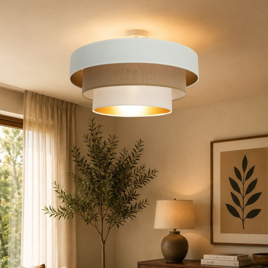 Plafonieră aplicată WENTA 1xE27/60W/230V, Ø 50 cm, alb/maro