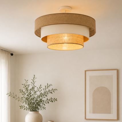 Plafonieră aplicată WENTA, 1xE27/60W/230V, Ø 50 cm, iută/bej