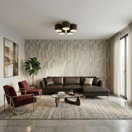 Plafonieră ARDEN 5xE27/15W/230V Ø 58 cm bej/maro